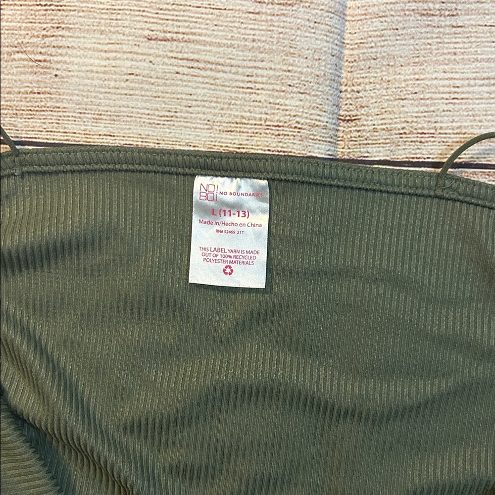 No Boundaries Olive Green Ribbed Camisole Tank - Picture 4 of 4